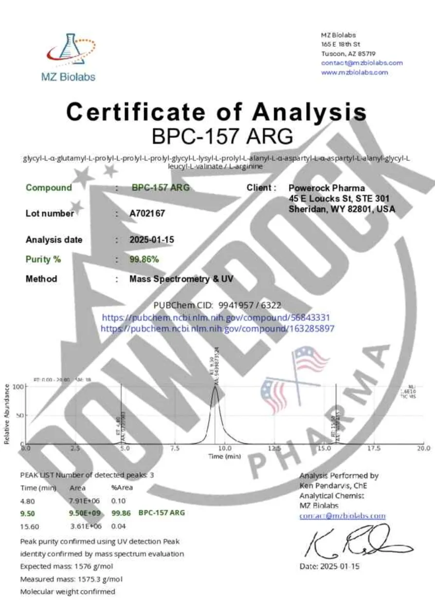 Chromatogram BPC-157 ARG